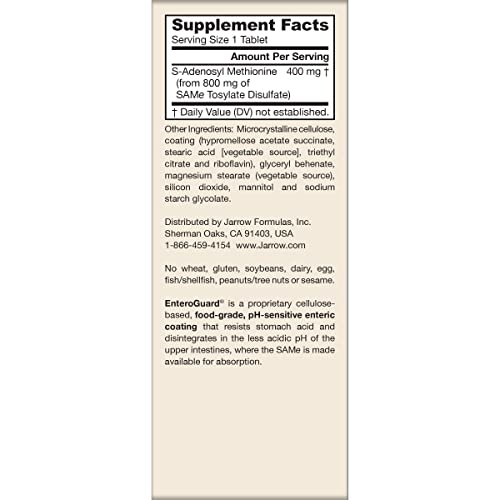 Jarrow Formulas SAMe Supplement 400 mg - 60 Tablets - High Concentration of Active S,S Form - Supports Joint Health, Liver Function, Brain Metabolism, Balanced Mood & Antioxidant Defense - 60 Servings Jarrow FormulasAu supplements