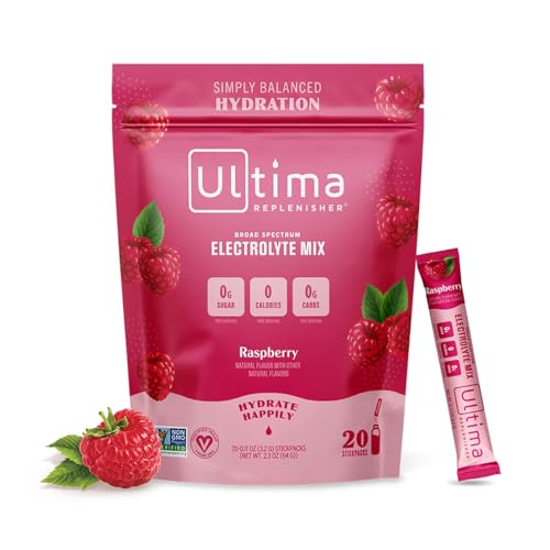Ultima Replenisher Daily Electrolyte Drink Mix – Raspberry, 20 Stickpacks – Hydration Ultima ReplenisherAu supplements