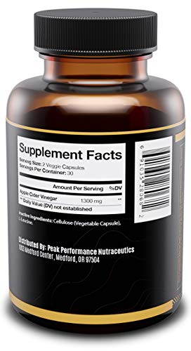 Peak Performance Nutraceutics Apple Cider Vinegar Capsules, Made from 100% Natural Peak Performance NutraceuticsUS supplements