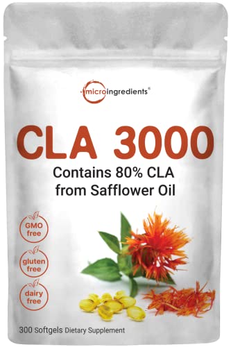 Micro Ingredients CLA Supplements 3000mg Per Serving | 300 Softgels, Made with 80% Micro IngredientsUS supplements
