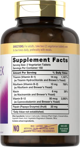 Carlyle B Complex Vitamin with B12 | 300 Tablets | High Potency Formula | Vegetarian CarlyleUS supplements