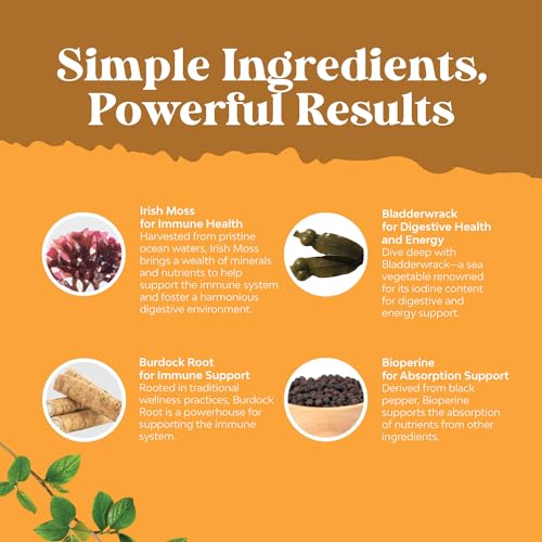 Organic Irish SeaMoss Capsules - Sea Moss and Bladderwrack Capsules with Burdock Natures CraftUS supplements