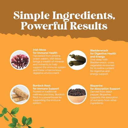 Organic Irish SeaMoss Capsules - Sea Moss and Bladderwrack Capsules with Burdock Natures CraftUS supplements