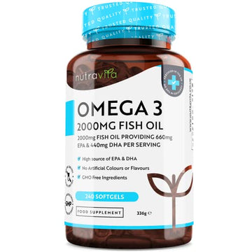 Omega 3 2000mg with 660mg EPA & 440mg DHA per Serving - 240 Softgel Capsules NutravitaUS supplements