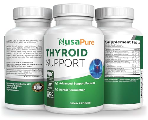 NusaPure Premium Thyroid Support Supplement (Non-GMO) 120 caps for with Ashwaganda NusaPureAu supplements