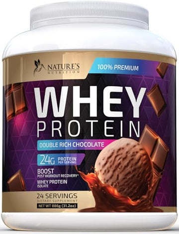 Whey Protein Powder 24g - Chocolate Ice Cream Whey Isolate Protein for Muscle Growth Nature's NutritionUS supplements