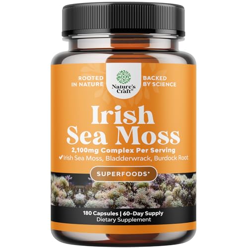 Organic Irish SeaMoss Capsules - Sea Moss and Bladderwrack Capsules with Burdock Natures CraftUS supplements