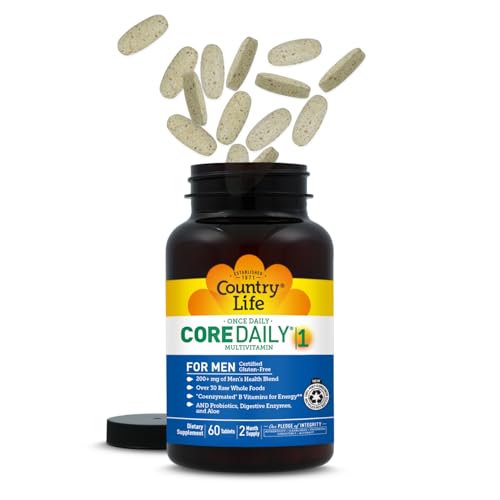 Country Life Core Daily-1 for Men - Multivitamin with Probiotics, Saw Palmetto, Pumpkin Seed Extract, and Coenzymated B Vitamins - Gluten-Free and Vegetarian - 60 Tablets Country LifeAu supplements