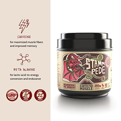 Earth Fed Muscle Stammpede DragoFruit Punch Pre Workout, 30 Servings, Boost Energy Earth Fed MuscleUS supplements