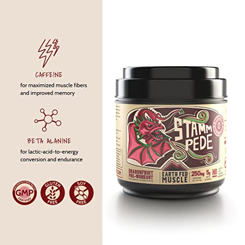 Earth Fed Muscle Stammpede DragoFruit Punch Pre Workout, 30 Servings, Boost Energy Earth Fed MuscleAu supplements