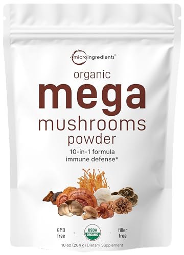 Sustainably US Grown, Organic Mega Mushroom 10 in 1 Complex Formula Powder Micro IngredientsUS supplements