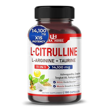 L-Citrulline 14,100 mg 11 in 1 with L-Arginine + Taurine, Ashwagandha, Creatine, Tongkat Ali ULTRA HERBSUS supplements