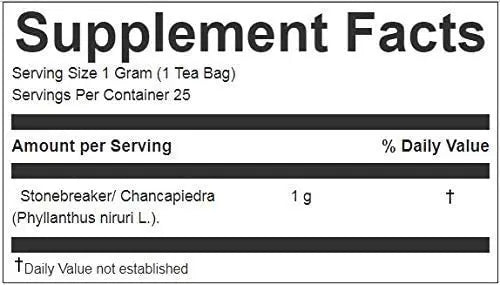 Stone Breaker Chanca Piedra Herbal Tea - 100% Naural from Peru ( 25 Tea Bags ) Natural Kidney Cleanse & Gallbladder Stones Support– Detoxify Urinary Tract, Flush Impurities, Clear Urinary System WugunyAu supplements