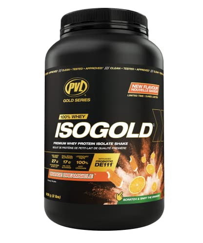 PVL ISO Gold – Grass Fed - Premium Isolate 100% Whey Protein Shake - Orange Krush'd - 908 g PVLUS supplements