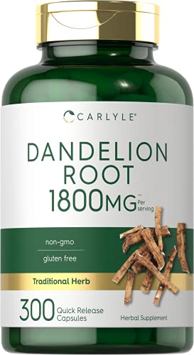 Carlyle Dandelion Root Capsules 1800mg | 300 Count | Non-GMO, Gluten Free CarlyleUS supplements