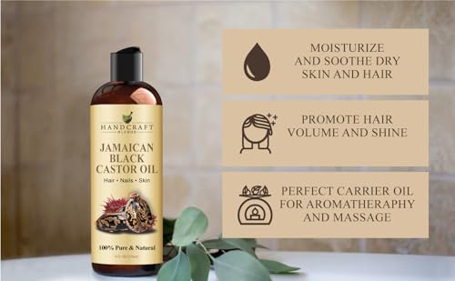 Handcraft Blends Jamaican Black Castor Oil for Hair Growth, Eyelashes and Eyebrows - 100% Pure Handcraft BlendsAu supplements