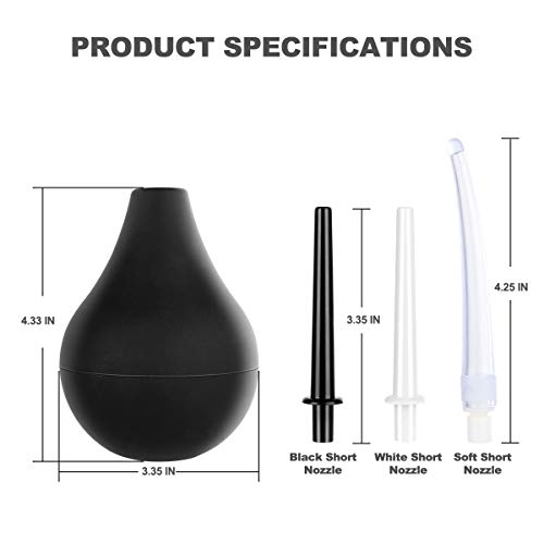 RANEU Enema Bulb Douche Enema Kit for Women & Men with 3 Nozzles (Black, 4 Piece Set) RANEUAu supplements