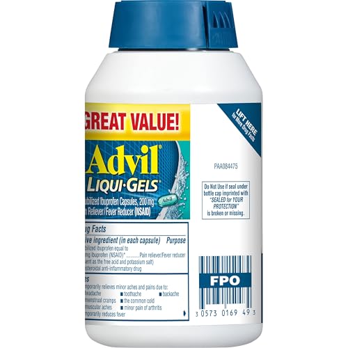 Advil Liqui-Gels Pain Reliever and Fever Reducer, Pain Medicine for Adults with Ibuprofen 200mg for Headache, Backache, Menstrual Pain and Joint Pain Relief - 200 Capsules, Advil PM Ibuprofen - 2 Ct AdvilAu supplements