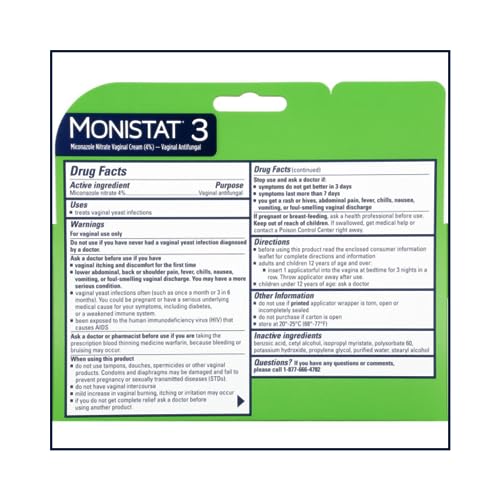 MONISTAT 3 Cream PREFILLED 1EA J&J Consumer Sector BirsppyAu supplements