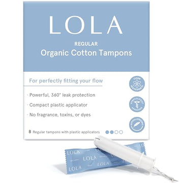 LOLA Organic Cotton Tampons, 8 Count - Tampons Regular, Period Feminine Hygiene Products LOLAAu supplements