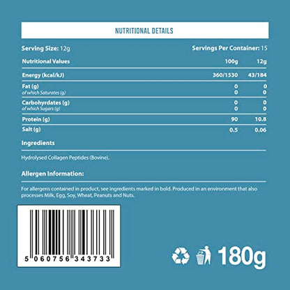 Warrior Collagen Peptides - Collagen Powder - 180g - Made from Premium Bovine Hydrolysed Collagen WarriorUS supplements