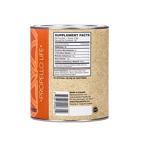 Propello Life Pre-Workout Drink Mix, West Coast Citrus, 450g Propello LifeAu supplements