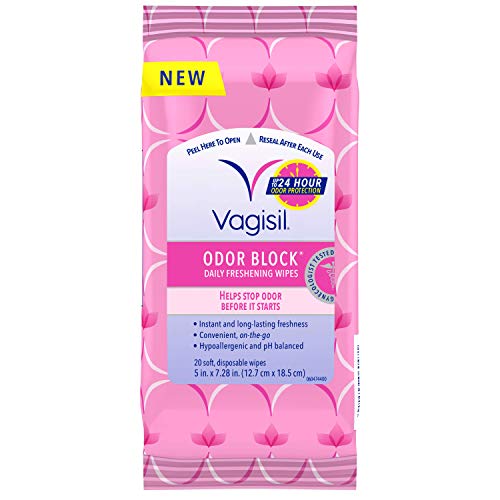 Vagisil Odor Block Daily Freshening Wipes for Feminine Hygiene in Resealable Pouch VagisilAu supplements