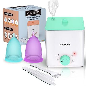 YTYOMUR Menstrual Cup Steamer Sterilizer with 2 Reusable Period Cups, Menstrual Cups Cleaner YTYOMURAu supplements