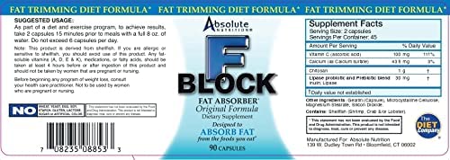 Absolute Nutrition FBlock Xtra Fat Absorber, Diet Formula, 90 Capsules Absolute NutritionAu supplements