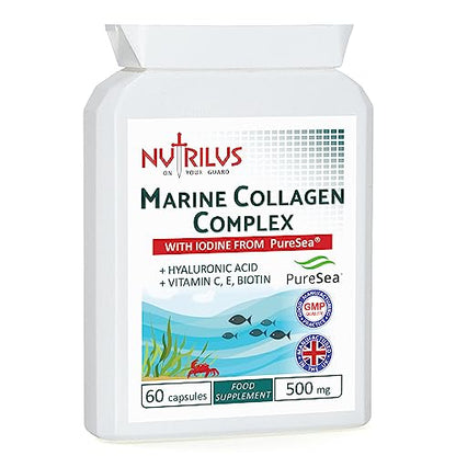 Marine Collagen Complex 60 Capsules 500mg with PureSea Seaweed Providing Iodine NutrilusUS supplements