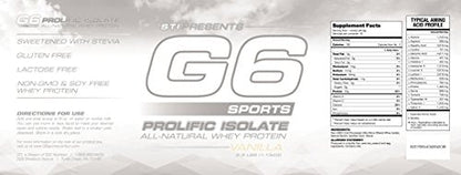 G6 Sports Nutrition Prolific Isolate All Natural Whey Protein Isolate Gluten Free, Lactose G6 SportsUS supplements