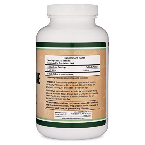 L Citrulline Capsules 1,200mg Per Serving, 210 Count (L-Citrulline Increases Levels Double Wood SupplementsUS supplements