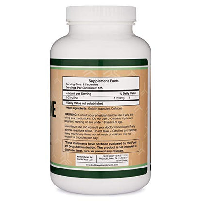 L Citrulline Capsules 1,200mg Per Serving, 210 Count (L-Citrulline Increases Levels Double Wood SupplementsUS supplements