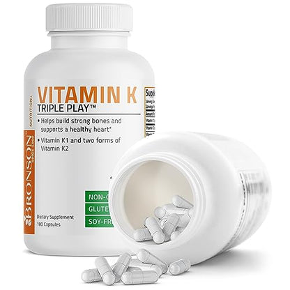 Vitamin K Triple Play (Vitamin K2 MK7 / Vitamin K2 MK4 / Vitamin K1) Full Spectrum BronsonUS supplements