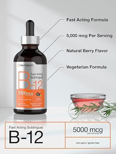 B-12 | 5000mcg | 4oz | Natural Berry Flavor Fast-Acting Sublingual Liquid Vitamin HorbäachUS supplements