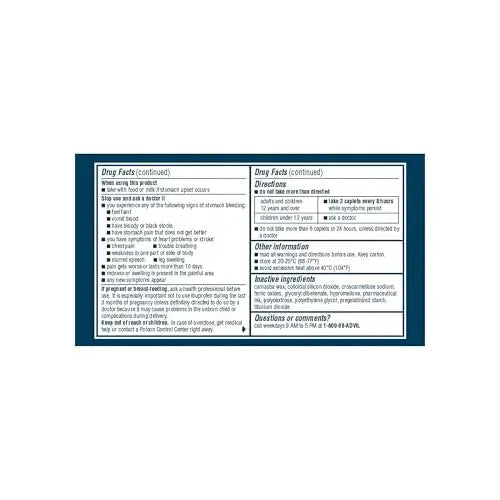 Advil Dual Action Coated Caplets, 125 Mg Ibuprofen and 250 Mg Acetaminophen per Dose (2 Dose Equivalent) for 8 Hour Pain Relief - 216 Count AdvilAu supplements