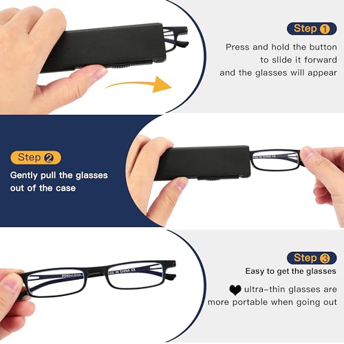 TOVEEN 2 Pack Compact Reading Glasses Anti Blue Light UV, Ultra-thin Slim TR90 Readers TOVEENAu supplements