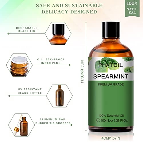 PHATOIL Spearmint Essential Oil 100ML, Pure Premium Grade Spearmint Essential Oils PHATOILUS supplements