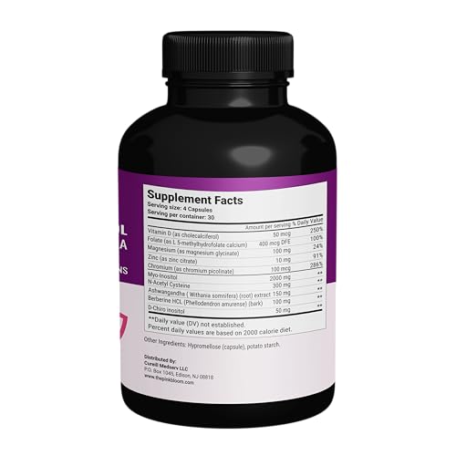 The Pink Bloom Myo & D-Chiro Inositol 40:1 Ratio – 120 Capsules | Myo Inositol Supplement for Women with Vitamin D, Ashwagandha, Folate & Zinc | Supplement for Hormone Balance & Ovarian Health The Pink BloomAu supplements
