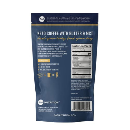 360 Nutrition Instant Keto Coffee with MCT Oil, Coconut Oil, Sweetened, Gluten Free 360 NutritionUS supplements