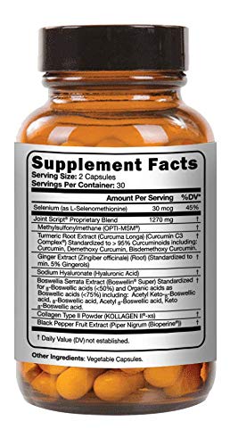 Suzy Cohen Joint Script Joint Support Supplement with Hyaluronic Acid, C3 Curcumin Turmeric Extract, MSM, Collagen Peptides, Ginger, and Boswellia for Maximum Flexibility, Tendon and Cartilage Health Script EssentialsAu supplements