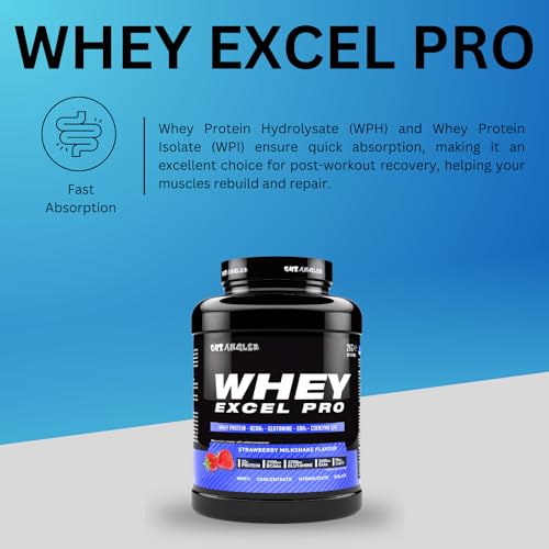 Out Angled Whey Excel Pro Whey Protein Powder Vanilla Flavour, 2kg, 66 Servings, High Protein Powder OUT ANGLEDAu supplements