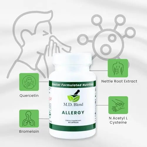 M.D. Blend Nature’s Biotic & Allergy Expert Bundle for Immune Support, Seasonal Allergy Relief, Respiratory Wellness, Quercetin and Bromelain, NAC Nettle Root Vitamins & Minerals Plant-Based Capsules M.D. Blendnz supplements