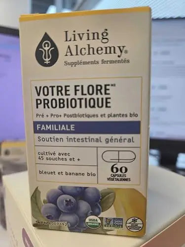Your Flora Probiotic Family – Non-GMO Probiotics with Fermented Soybean, Banana, & Blueberry for Digestion & Gut Support – Prebiotics, Postbiotics, Digestive Enzymes – Living Alchemy, 60 Capsules Living Alchemynz supplements