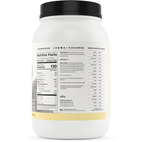 Levels Grass Fed 100% Whey Protein, No Hormones, Vanilla Bean, 2LB Levels NutritionUS supplements