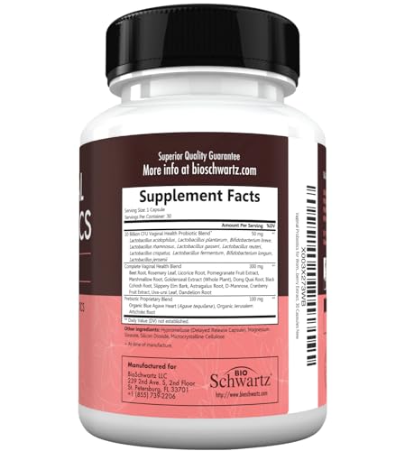 16in1 Vaginal Probiotics for Women (10 Powerful Strains + Organic Prebiotics) BioSchwartzAu supplements