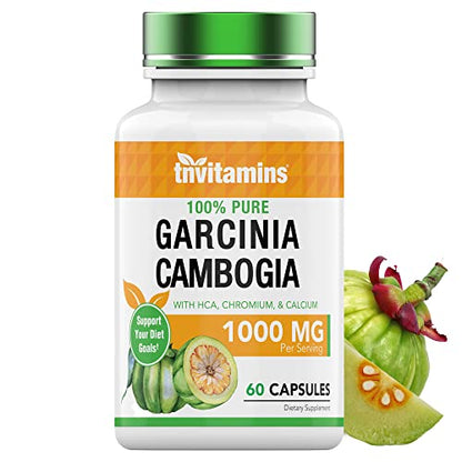 tnvitamins Garcinia Cambogia Extract Capsules (1000 MG x 60 Pills) with HCA & Chromium tnvitaminsUS supplements