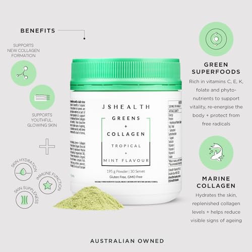 JSHealth Super Greens Powder - Greens & Collagen Powder - Superfood Powder with Marine Collagen Peptides JSHealthUS supplements