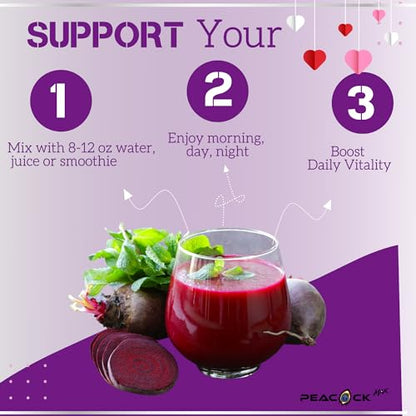 Peacock Max Superfoods Blend Immunity Support Vegan Gluten Free (Beets Nitric Oxide B12 Powder) Peacock MaxUS supplements