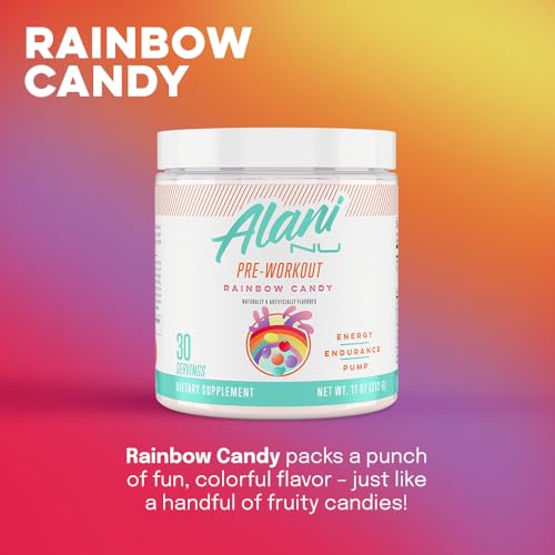 Alani Nu Rainbow Candy Pre Workout and BCAA Sour Gummies Post Workout Powder Alani NuAu supplements